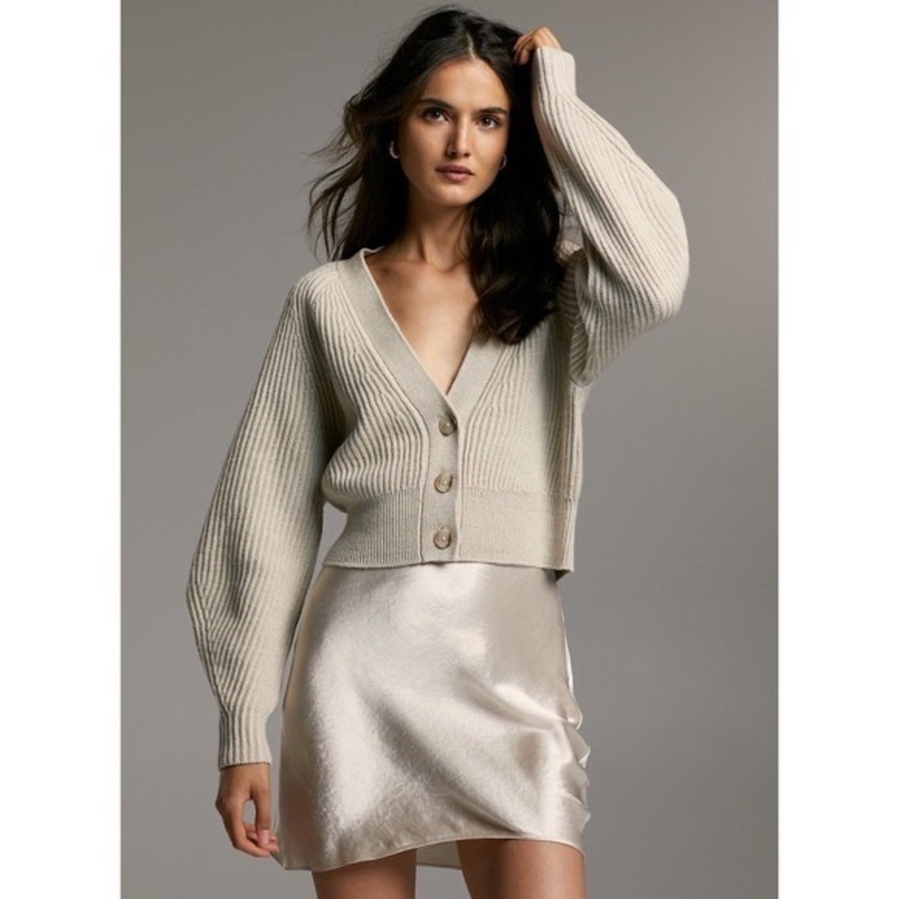 Aritzia BABATON Mini Fluted Slip Silky Skirt in Denude
